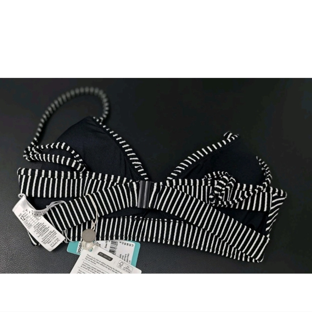 Seafolly Go Overboard Bralette - Black & White Stripe - Picture 3 of 5